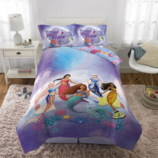 Little Mermaid "Aquatic Outlines" 5 Piece Full Bed in Bag Sheet Set for Kids