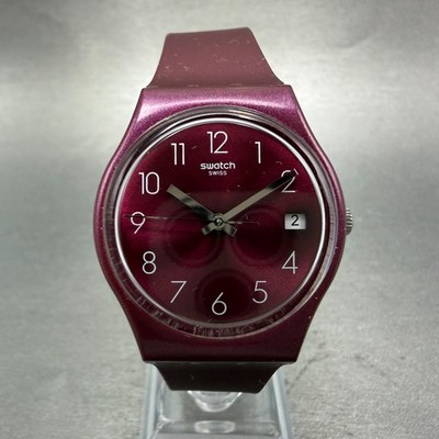 Swatch Redbaya Watch Men Purple Dial Purple Tone Date Round GR405 New battery