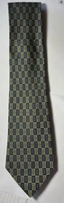 PATRICK FRANCIS IRELAND PURE SILK TIE GEOMETRIC GREEN GOLD BLACK HUES