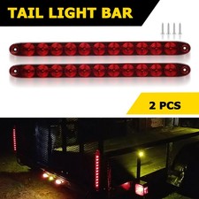 2Pcs Stop Turn Tail Rear Brake Lamp Strip 15" Red 11 LED Trailer Truck Light Bar