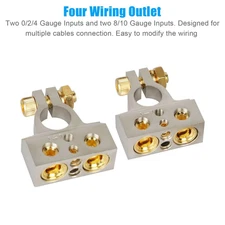Car Battery Terminals Clamp Post 1/0 2 4 8 GA AWG Gauge Positive Negative Ports=