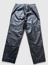 Genuine Leather Pants Womens 8 Black High Waist Straight Leg Leather Trousers