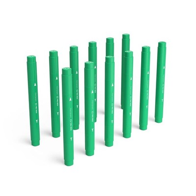 Green Twin Tip Permanent PenStyle Markers For Writing Office Use 12 PCS