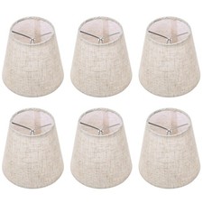 6 PCS Small Linen Chandelier Lamp Shades Clip-On Bulb 3.5x5x5.5in 5 Inch