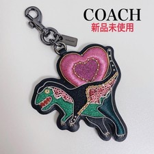 Coach Rexy Dinosaur Bag Charm Keychain Embroidered Leather Crystal Multicolor