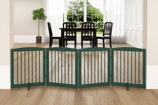 PUPETPO Freestanding Pet Gate for Dogs, Foldable Wooden Dog Gate for House, I...