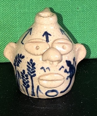 EKP East Knoll Pottery Miniature Mini Folk Art Pottery Tattoo Face Jug