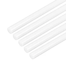 5 Pcs White Plastic Rods 8 x 500mm ABS Styrene Round Stick Round Solid Bar