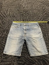 Vintage Y2K Levi  s 505 Sz 38x12 Distressed Blue Denim Shorts
