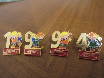 Pin Set LILLEHAMMER 1994 Coca-Cola Sponsor OLYMPICS complete 4 pins mascots - Bild 1 von 2