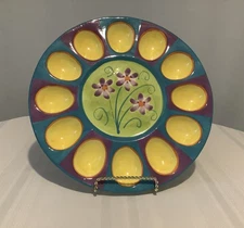 Blue/Green/Yellow/Purple Deviled Egg Platter 11 1/4”