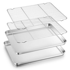 TeamFar Baking Sheet with Rack, 17.6 x 13 x 1 inch Stainless Steel Baking Pan...
