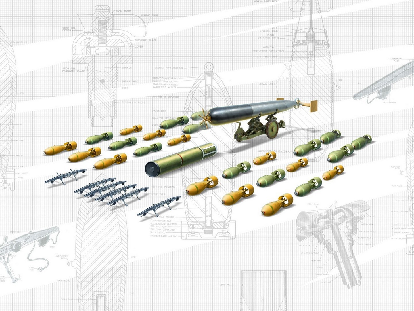 ICM 1:48 WWII British Aircraft Armament (Bombs & Torpedoes) Plastic Model Kit