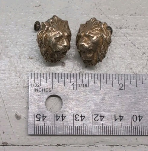 Vintage Miriam Haskell Lion Head Clip On Earrings - Picture 2 of 4