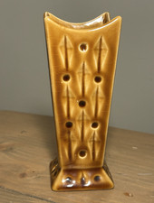 Vintage SylvaC MCM Unusual Abstract Art Pottery Vase Brown Glossy Glaze 6in 102