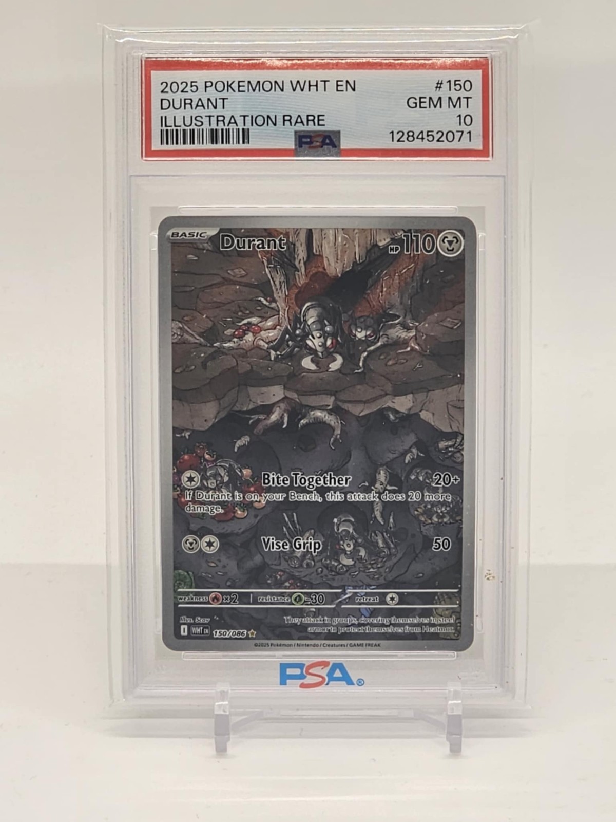 2025 POKEMON WHT EN-WHITE FLARE ILLUSTRATION RARE #150 DURANT PSA 10
