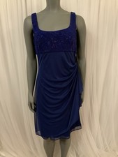 Alex Evenings Dress Size 12 Sparkly Blue With 3 Layers Of Ruffles