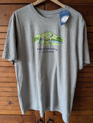 Life Is Good Social Distancing Golf Crusher Tee Shirt XL Mens Gray Dog NWT