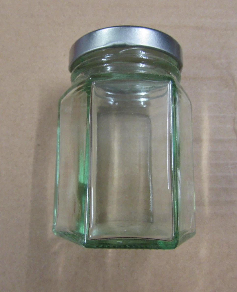 24 GLASS 8OZ HEX JARS WITH LIDS - NEW - ** FREE UK POST **