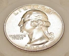 1964 Brilliant Uncirculated  Quarter 90%   Blazing Cartwheel Luster #304-18