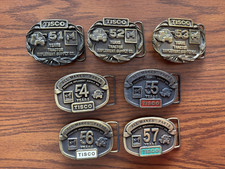 Vtg TISCO Tractor Implement Supply 7 Belt Buckles 51 thru 57 Limited Editions