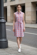 NWT Tommy Hilfiger Plaid Sleeveless Shirt Dress Belted Cotton Size 10