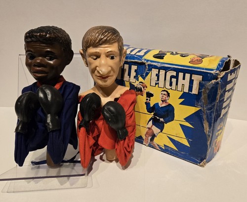Vintage 1960er Muhammad Ali & Howard Cosell Boxen Handpuppen Kampf Nacht Box