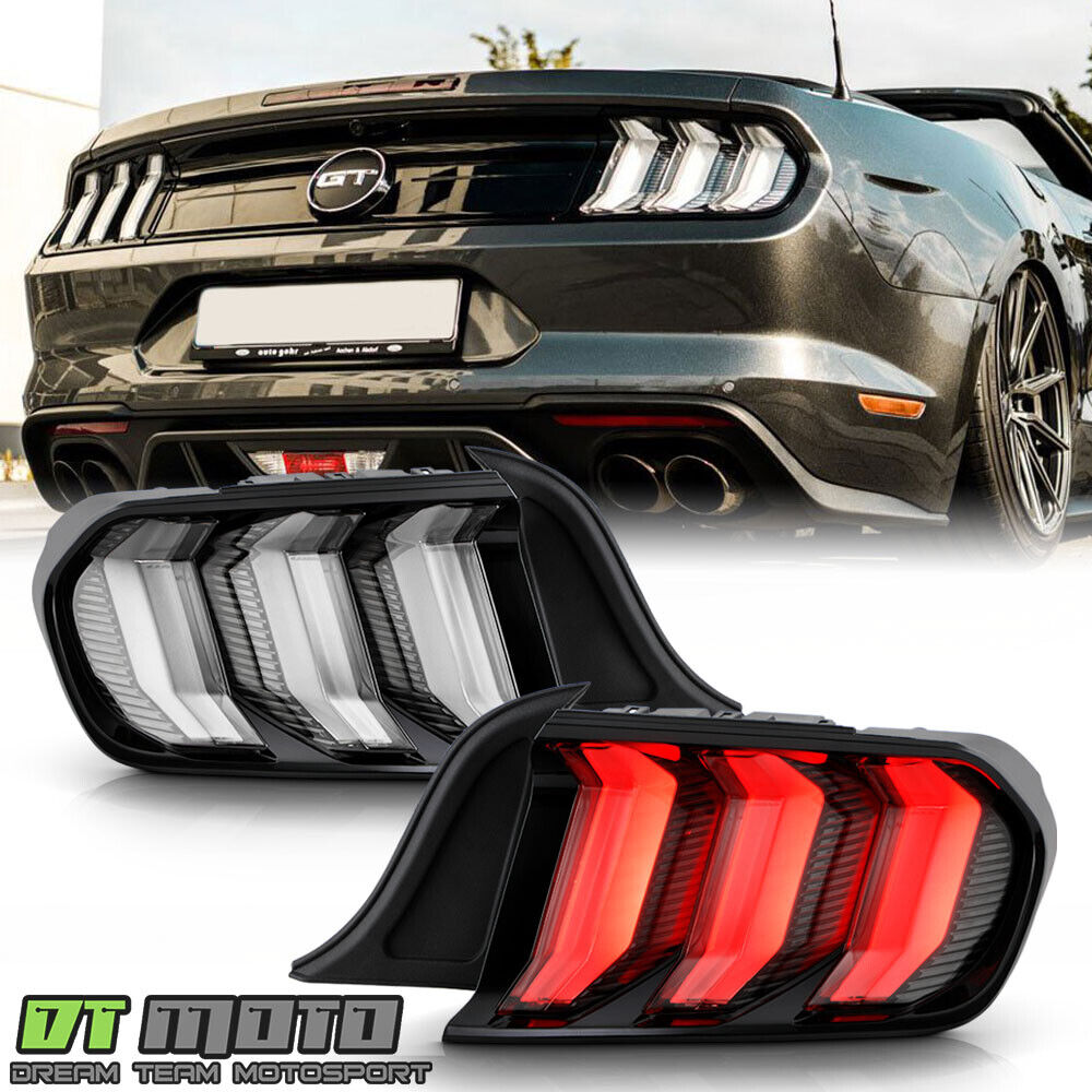 2015-2023 Ford Mustang Euro Clear LED Sequential Tube Tail Lights Brake Lamps
