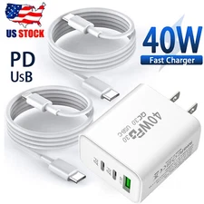 40W Fast Charging Three Ports USB Type-C PD Wall Charger Power Adapter US Plug