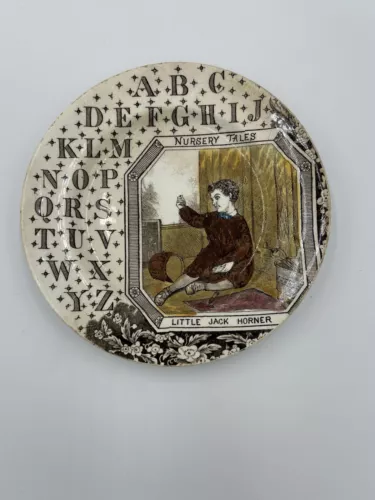 ABC Nursery Plate Brownhills Pottery “Little Jack Horner” Transferware