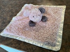 Mary Meyer Pig Pink Gray Lovey Baby Security Blanket Satin Edge Back 13"X13"