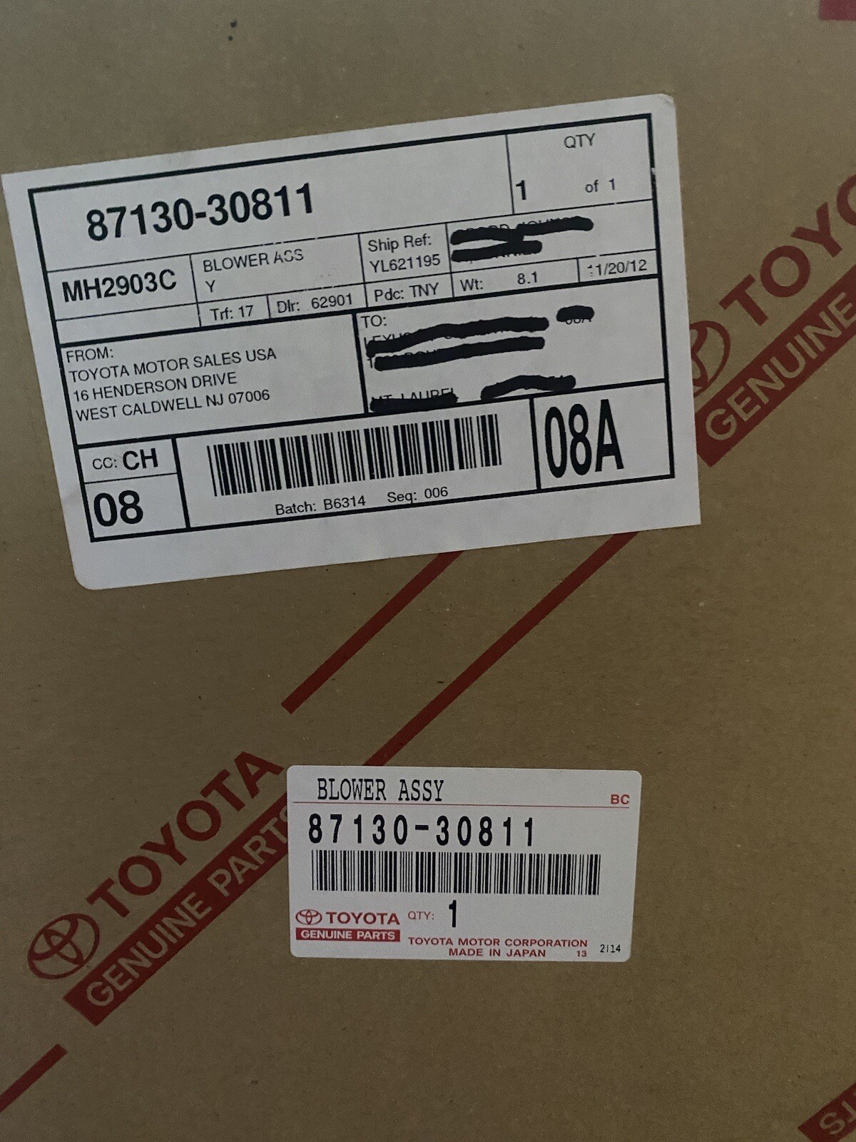 Lexus/toyota OEM Blower Motor /housing 87130-30811 2006-2009 GS350 