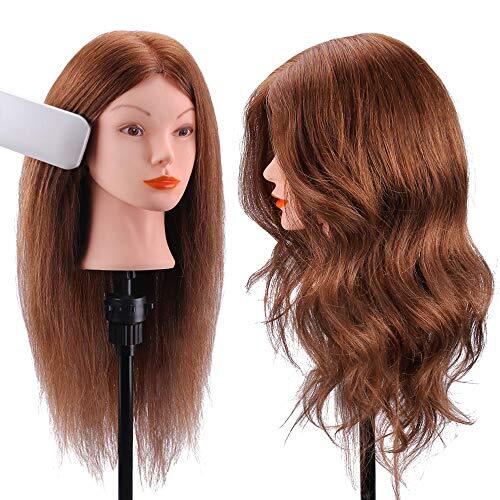Mannequin Head with 100% Human Hair, TopDirect 18" Dark Brown  Assorted Colors 