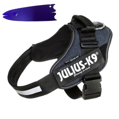 Julius K9, IDC-Powergeschirr, Jeansstoff Gr.2,mit Zeckenkarte
