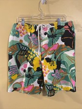 Vintage 80 s 90's Bright Colored Floral Board Type Shorts Drawstring Handmade