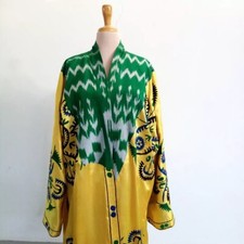 Uzbek suzani kaftan. Uzbek suzani chapan, tribal ethnic robe. Embroidered robe