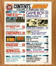 Nintendo Power Vol 21 Tabla de Contenido TMNT II- Videojuego Impreso Anuncios Póster 1991