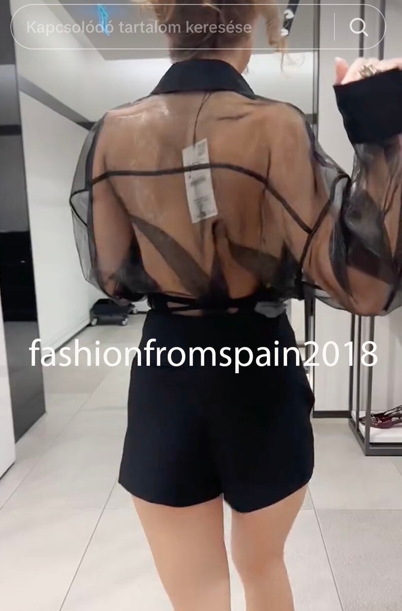 ZARA NEW WOMAN SEMI-SHEER OVERSIZED ORGANZA SHIRT BLACK XS-XXL