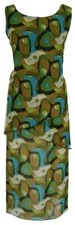 Ladies Green/ Blue Multi Print 3-tier Chiffon Georgette Dress