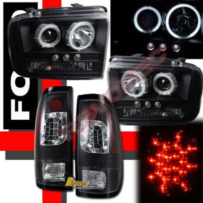 2005-2007 Ford F250 F350 Pickup G3 Halo Projector Headlights & LED Tail Lights
