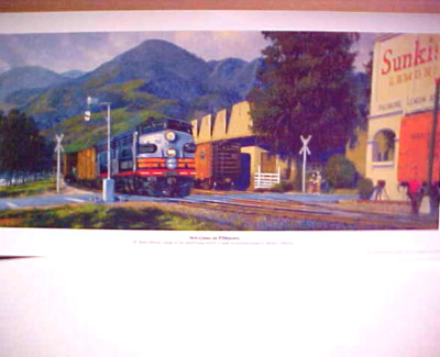 Railroad Art,Winfield,SP''Set-outs at Filmore'' F units#6389,12X24''Signed (7317)