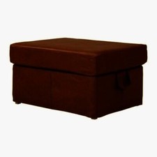 IKEA EKTORP BROMMA Footstool Ottoman Cover Slipcover - Leather Bas Brown