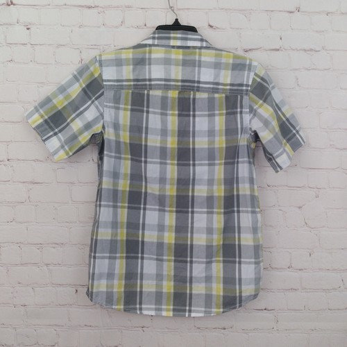 Urban Pipeline Shirt Boys Large Gray Yellow Plaid Short Sleeve Button Up Casual - Picture 9 of 9