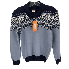 NWT Gymboree Boys L 10/12 Shawl Collar Fair Isle Preppy Holiday Sweater Blue