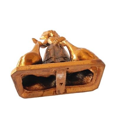 Statuette Régule Cuivré Gardienne D'Oies Alsacienne, Art Décoratif