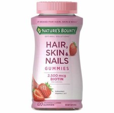 Hair Skin and Nails Vitamins with Biotin, Vitamin C and E, 120 Gummies, Fresh