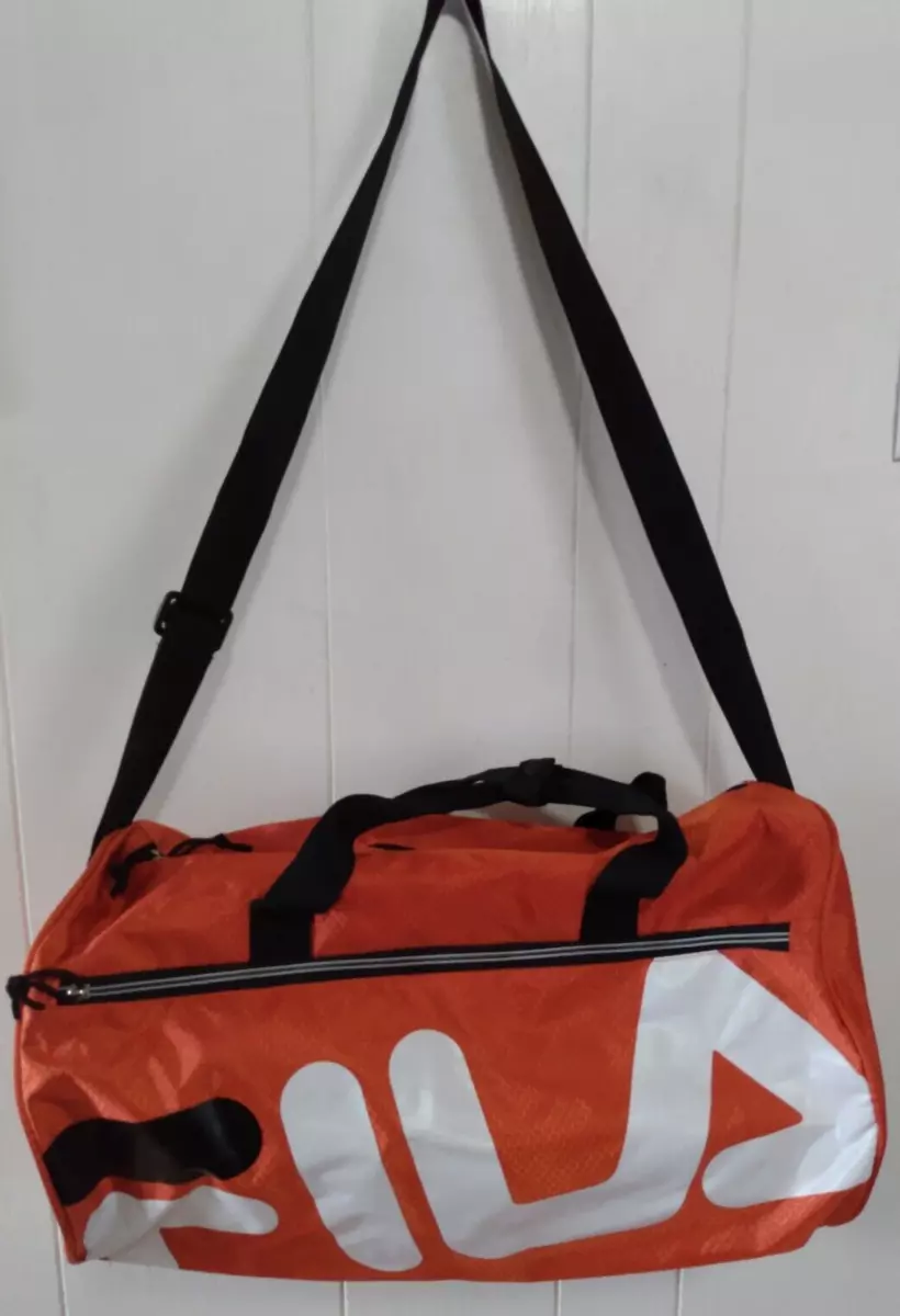 FILA Sports Duffel Weekend Carry On Bag ORANGE Black White 19 X 10 X 10