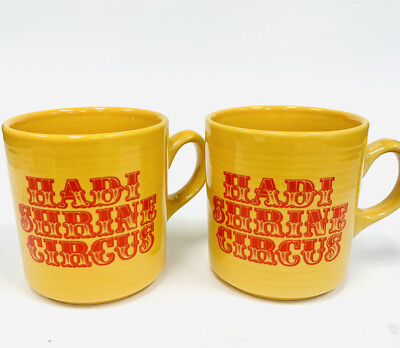 The Shriner s Hadi Shrine Circus Mug Set  Of 2 Evansville Indiana Golden Yellow