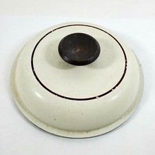 Vtg 8&rdquo; Regal Club Aluminum Replacement Pan Lid-Beige Cover w/ Brown Pinstripe