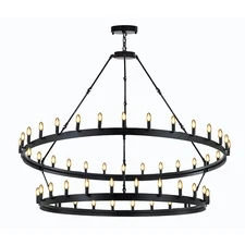 Rustic Barn Metal Castile wrought iron Two-Tier 54"Chandelier Perfect For Room